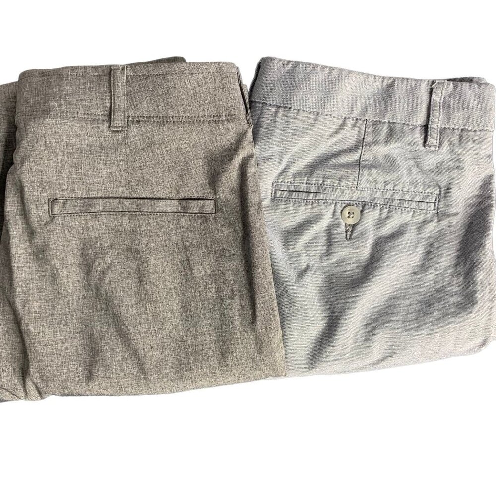 Lot of 2 Shorts Ben Hogan Mark Anthony 32 Grey Blue Pockets Elastic Waist Golf
